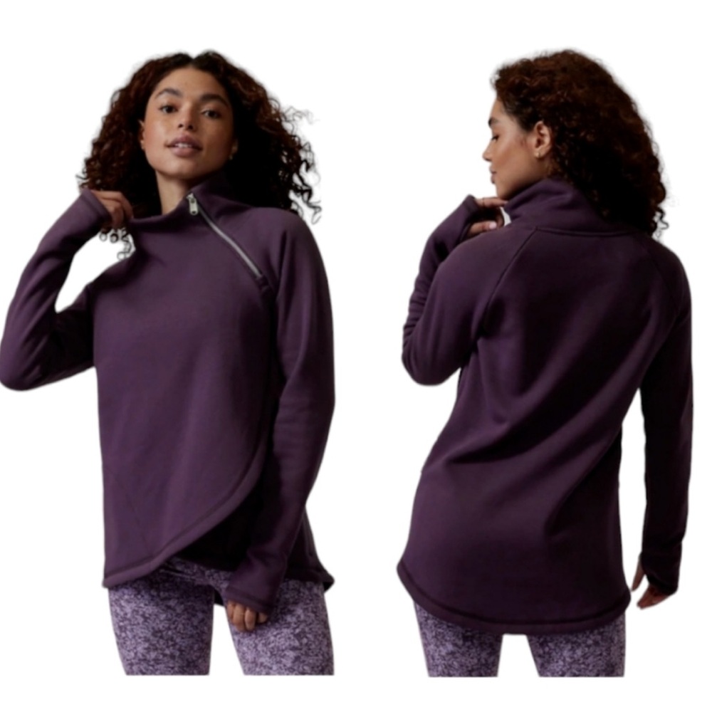 ATHLETA Cozy Karma Asymmetrical Sweatshirt Violet Purple XL